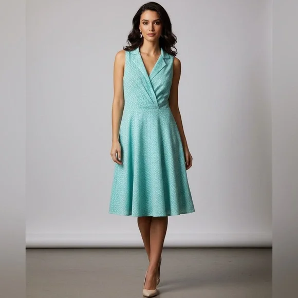 Evan Picone mint lace, sleeveless midi dress fairycore Size 10 - Picture 1 of 8